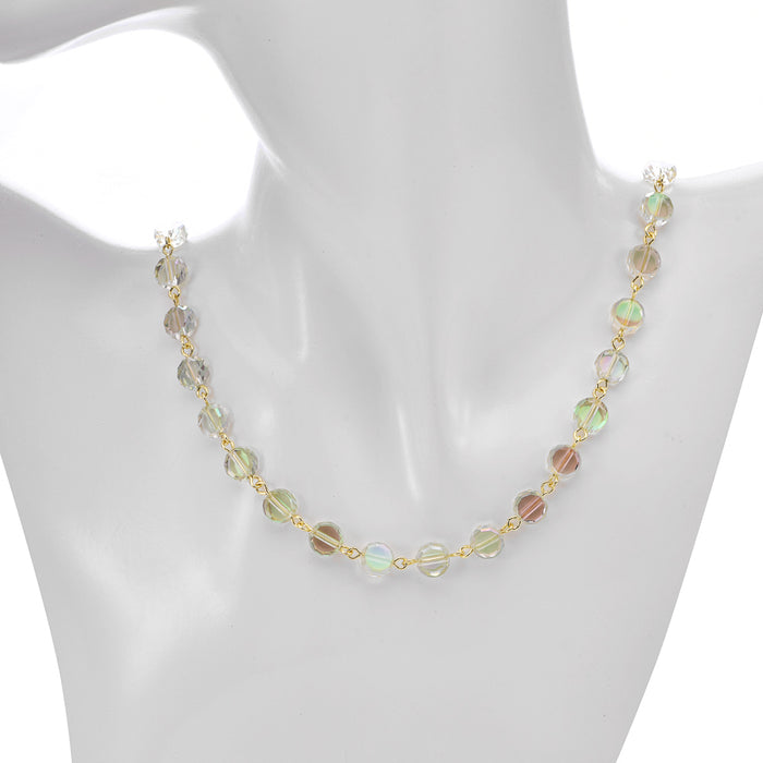 Fantasia 8mm Beaded Necklace (Goldtone/Dragon Green)