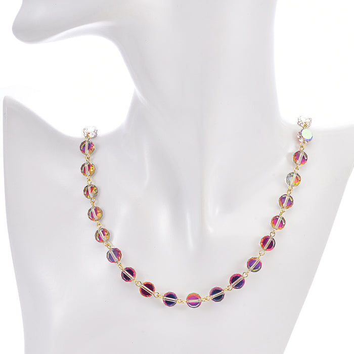 Fantasia 8mm Beaded Necklace (Goldtone/Mystic Iridis)