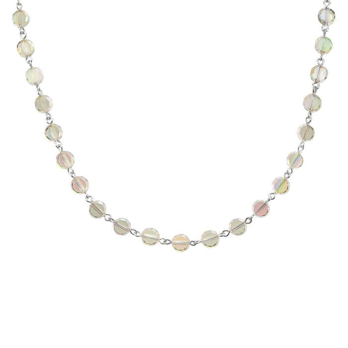 Fantasia 8mm Beaded Necklace (Sterling Silvertone/Dragon Green)