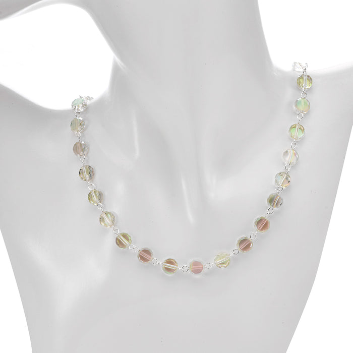 Fantasia 8mm Beaded Necklace (Sterling Silvertone/Dragon Green)