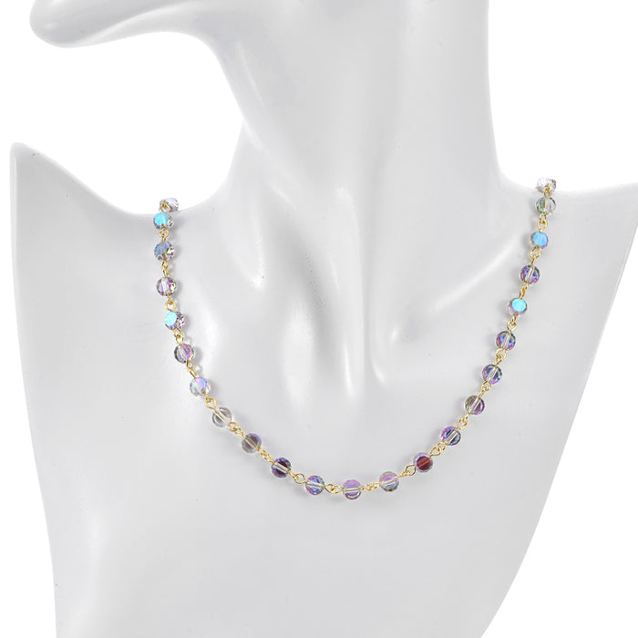 Fantasia Petite Beaded Link Necklace (Goldtone/Mystic Violet)