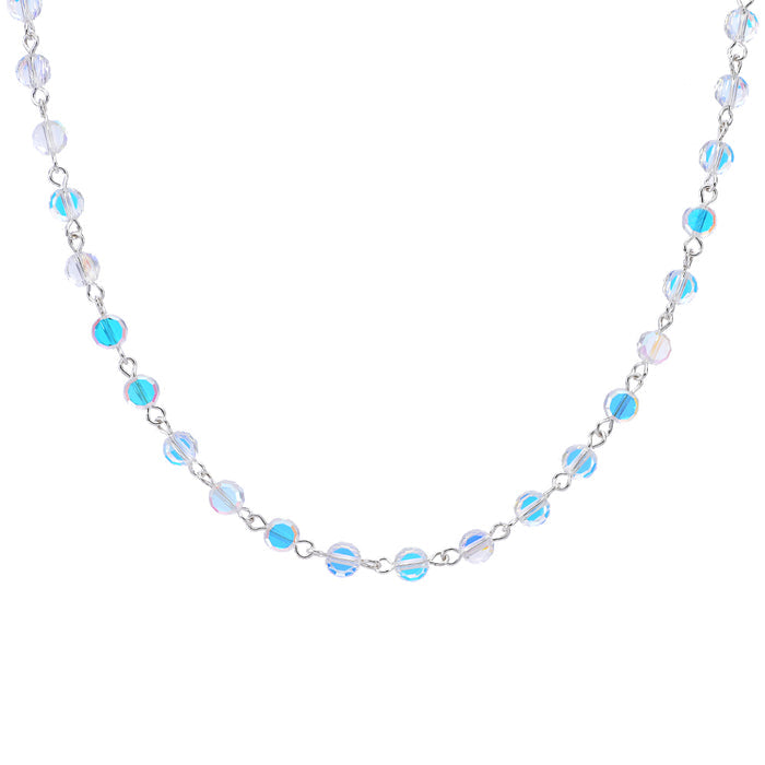 Fantasia Petite Beaded Link Necklace (Sterling Silvertone/Crystal AB)