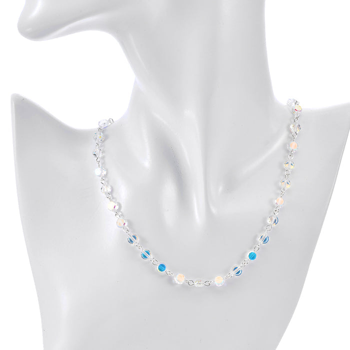 Fantasia Petite Beaded Link Necklace (Sterling Silvertone/Crystal AB)