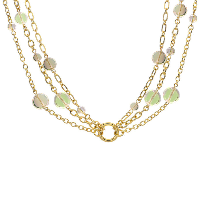 Fantasia Triple Chain Add A Charm Necklace (Goldtone/Dragon Green)