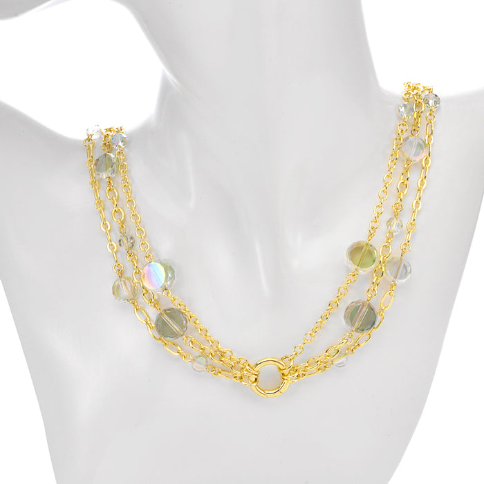 Fantasia Triple Chain Add A Charm Necklace (Goldtone/Dragon Green)