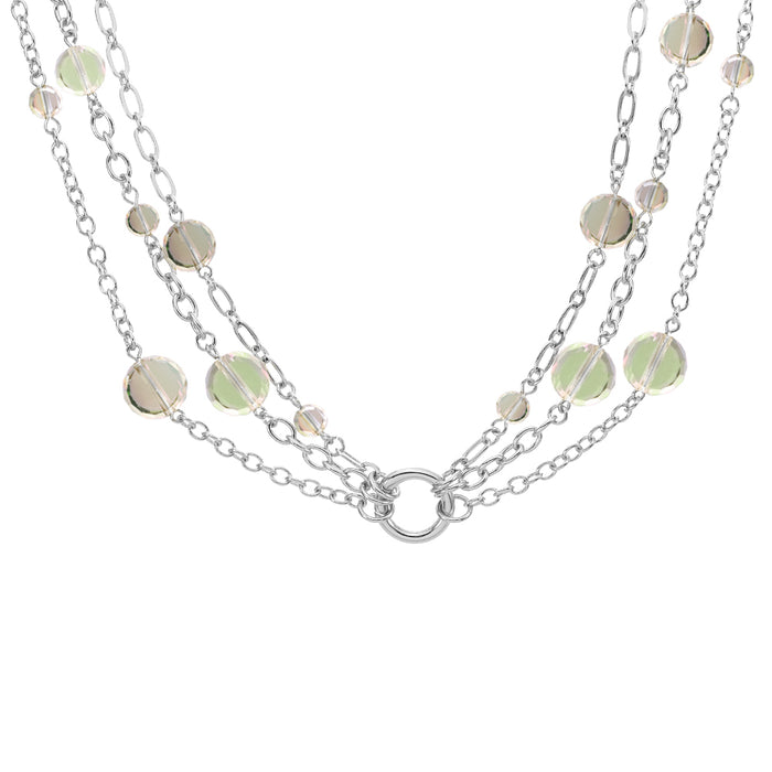 Fantasia Triple Chain Add A Charm Necklace (Sterling Silvertone/Dragon Green)