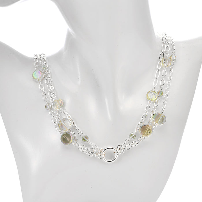 Fantasia Triple Chain Add A Charm Necklace (Sterling Silvertone/Dragon Green)