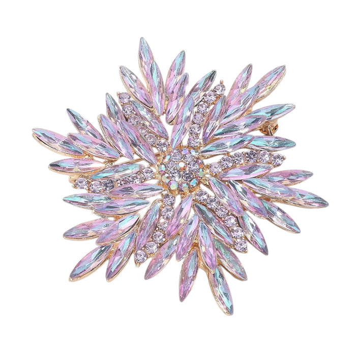Flirty Romance Marquise Flower Pin (Goldtone/Vitrial)