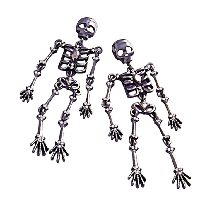 Fright Night Skeleton Pierced Earrings (Hematite)