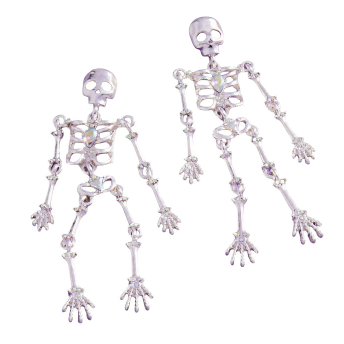 Fright Night Skeleton Pierced Earrings (Sterling Silvertone)