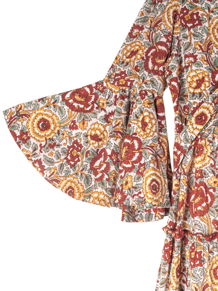 Girl's Kaftan Dress - Red Floral