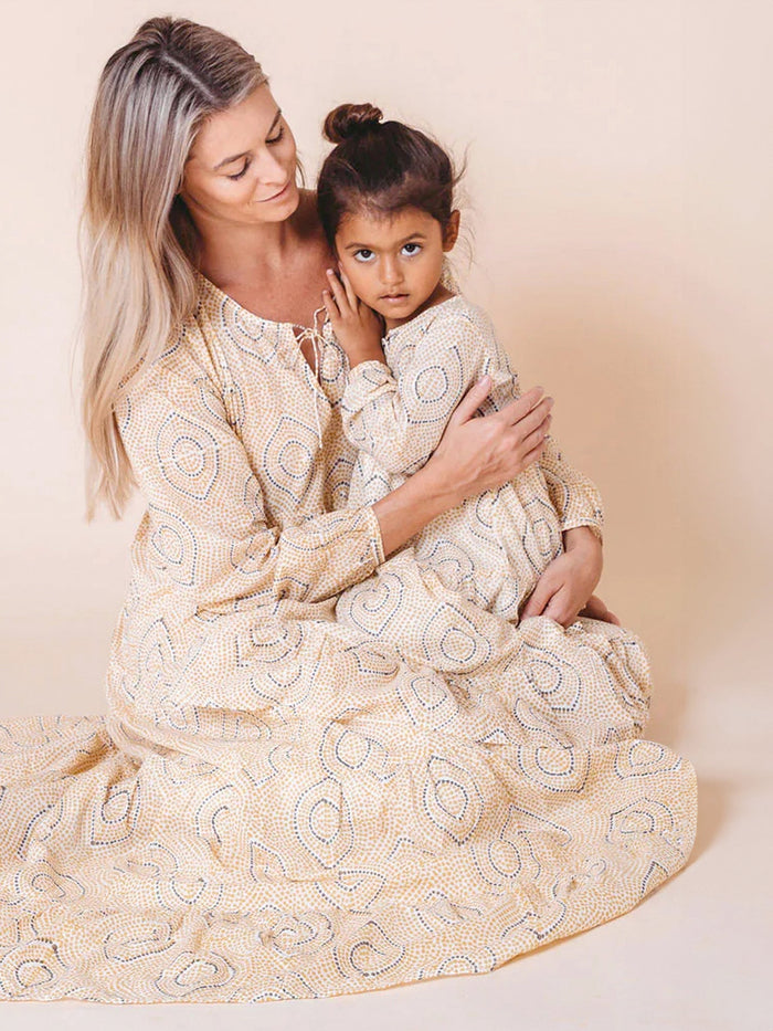 Girl's Kaftan Dress in Abstract Print