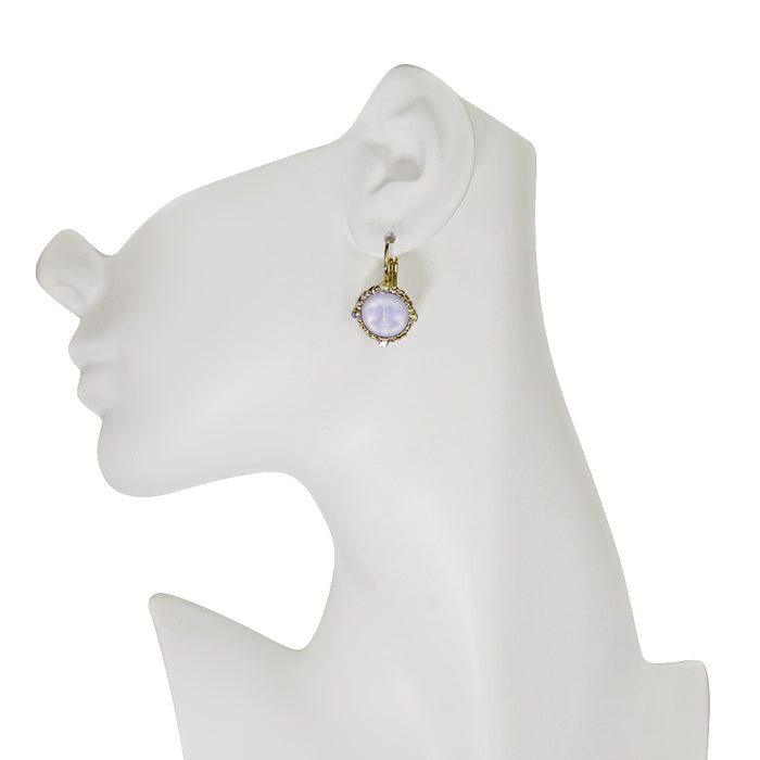 Glass Seaview Moon Magic Leverback Earrings (Goldtone/Crystal Aurora Borealis)