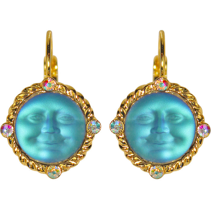 Glass Seaview Moon Magic Leverback Earrings (Goldtone/Sphinx)