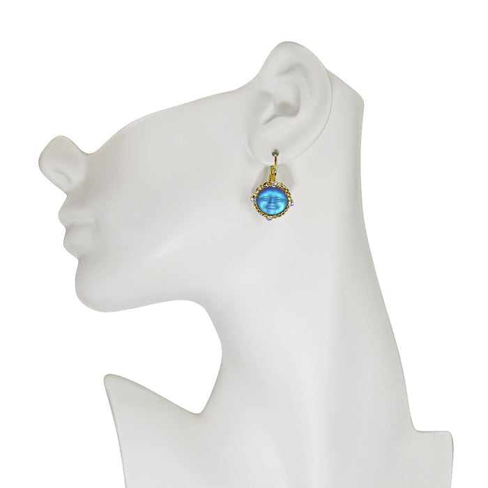 Glass Seaview Moon Magic Leverback Earrings (Goldtone/Sphinx)