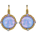 Glass Seaview Moon Magic Leverback Earrings (Goldtone/Tanzanite)