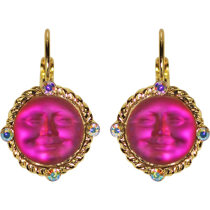 Glass Seaview Moon Magic Leverback Earrings (Goldtone/Volcano)