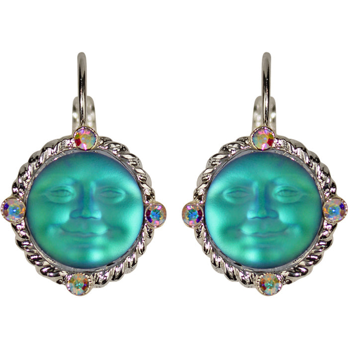 Glass Seaview Moon Magic Leverback Earrings (Sterling Silvertone/Sphinx)