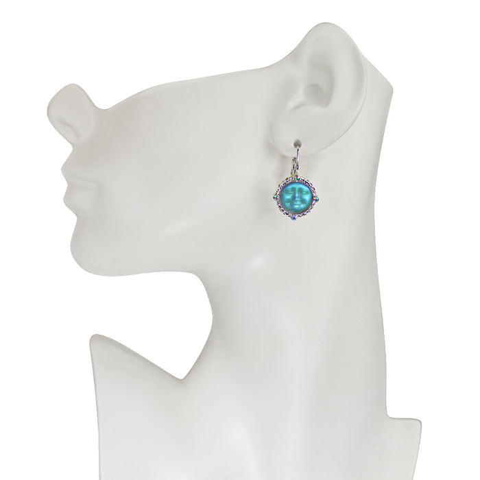 Glass Seaview Moon Magic Leverback Earrings (Sterling Silvertone/Sphinx)