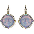 Glass Seaview Moon Magic Leverback Earrings (Sterling Silvertone/Tanzanite)