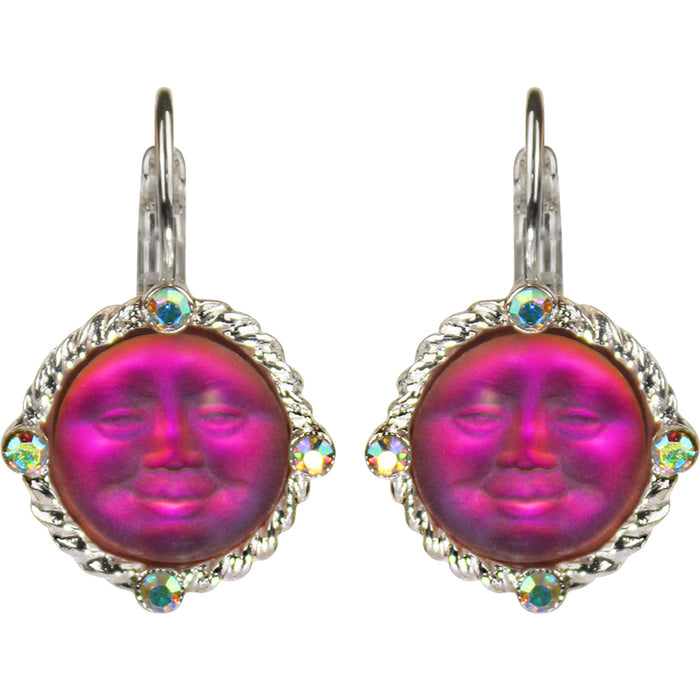 Glass Seaview Moon Magic Leverback Earrings (Sterling Silvertone/Volcano)