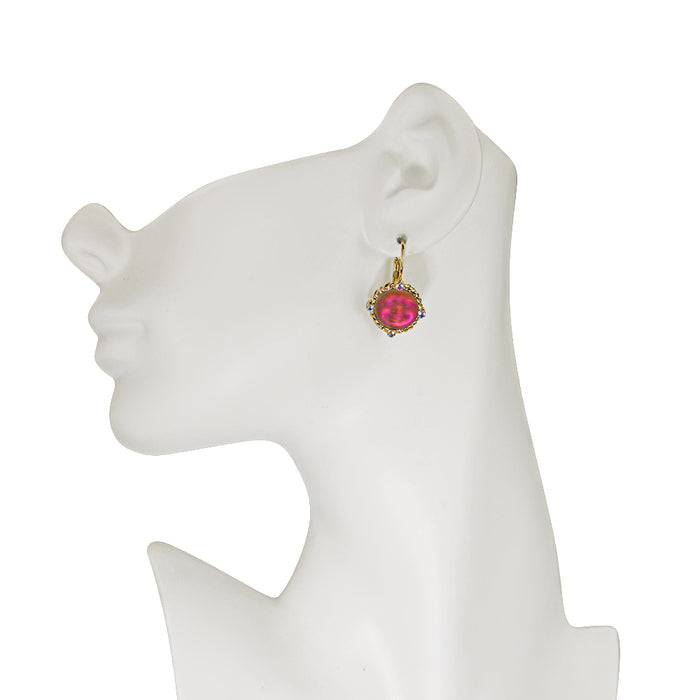 Glass Seaview Moon Magic Leverback Earrings (Sterling Silvertone/Volcano)