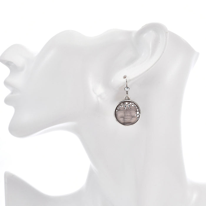 Goddess Mystic Seaview Moon 18mm Leverback Earrings (Silver Ox/Stormy Grey)