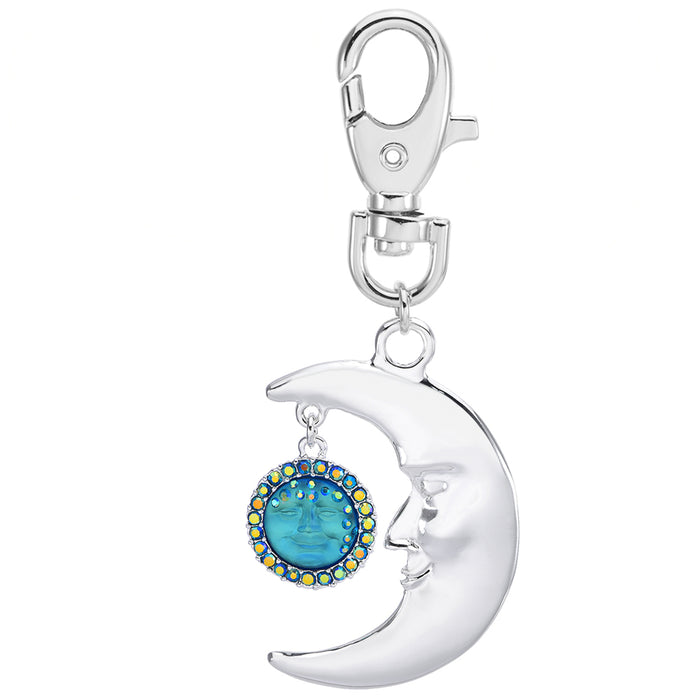 Goddess Mystic Seaview Moon Bag Charm (Sterling Silvertone/Mystic Blue Sphinx)