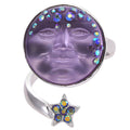 Goddess Seaview Moon Adjustable Ring (Sterling Silvertone/Twilight Purple)
