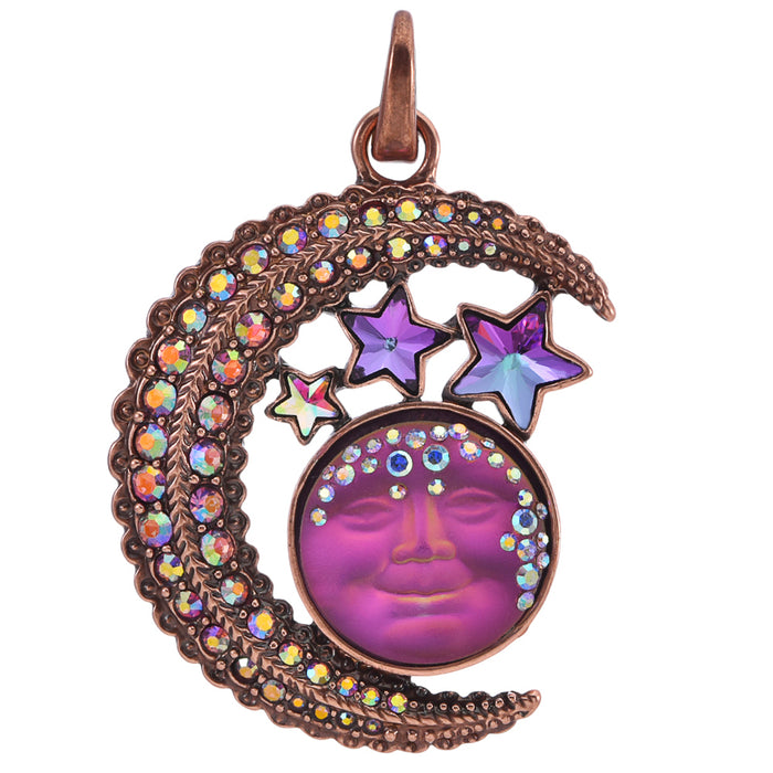 Goddess Seaview Moon Crystal Cosmic Open Ring Charm (Copper Ox/Mystic Iridis)