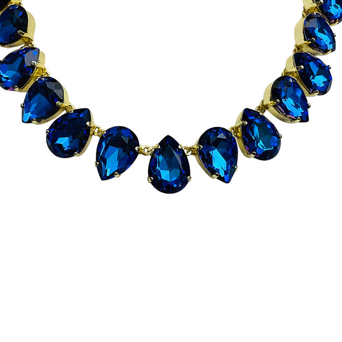 Goddess Teardrop Necklace (Goldtone/Mystic Blue Sphinx)