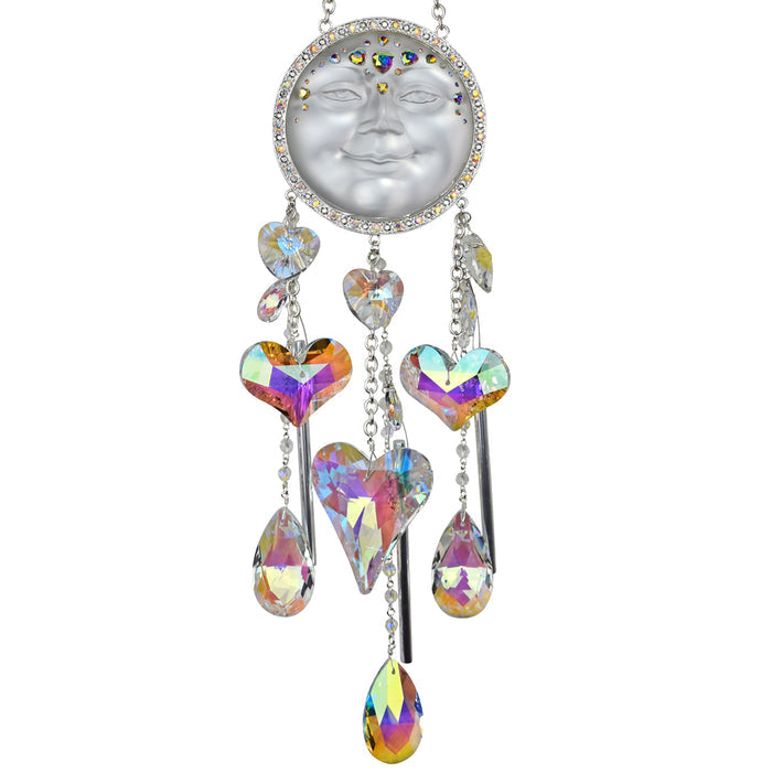Hearts A Fire Sweetheart Seaview Moon Wind Chime (Sterling Silvertone)