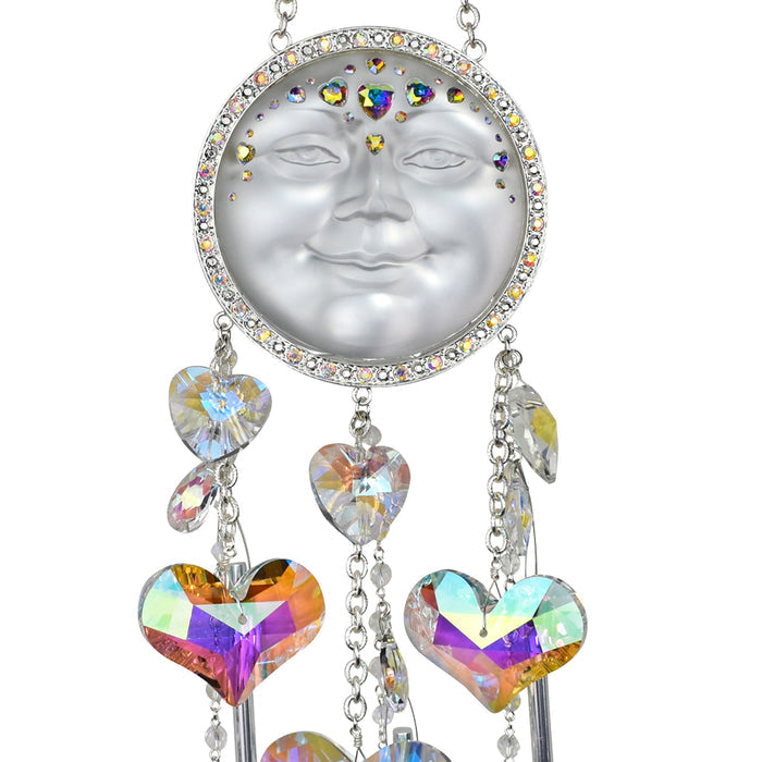 Hearts A Fire Sweetheart Seaview Moon Wind Chime (Sterling Silvertone)
