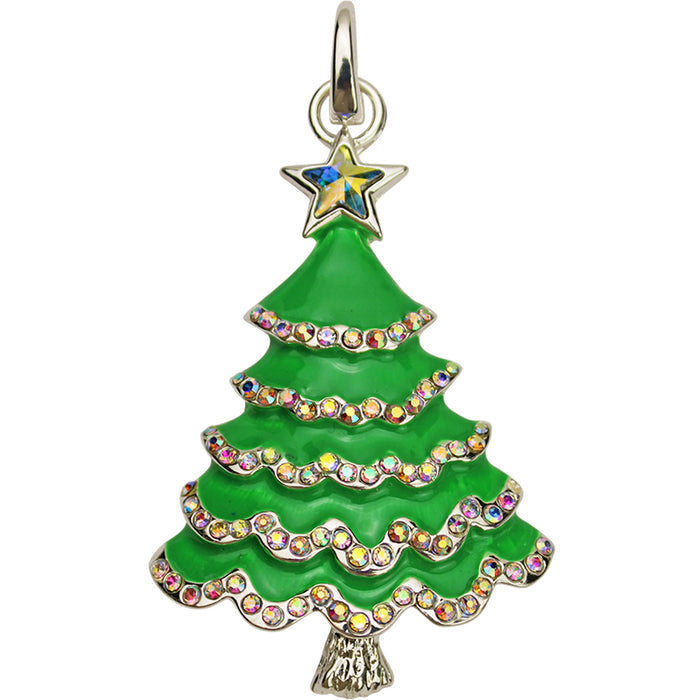 Holiday Delight Tree Open Ring Charm (Sterling Silvertone)