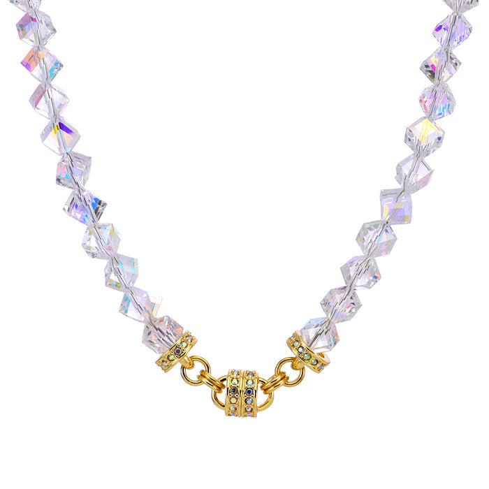 Hollywood Crystal Magnetic Necklace (Goldtone/Crystal Aurora Borealis)