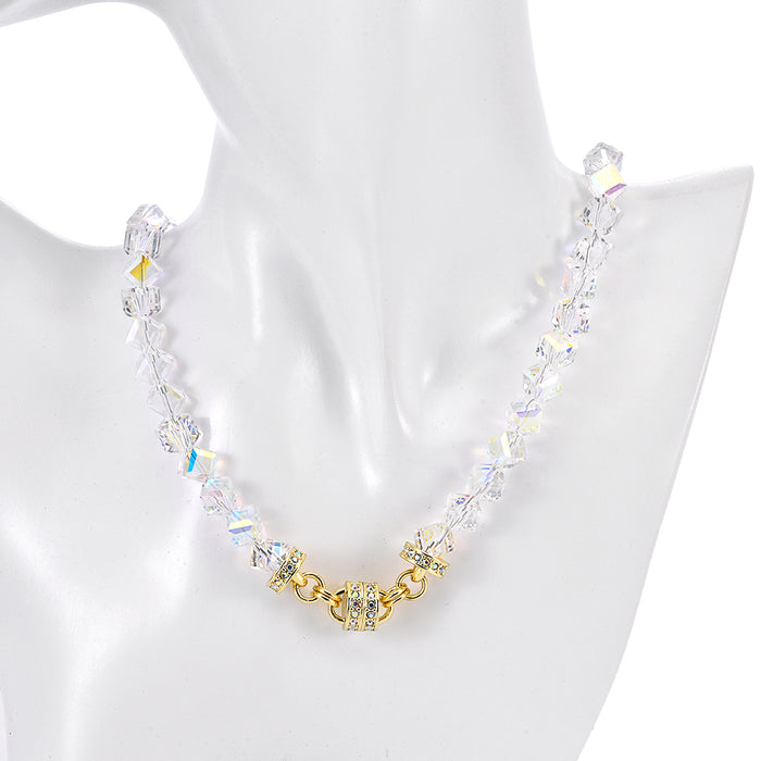 Hollywood Crystal Magnetic Necklace (Goldtone/Crystal Aurora Borealis)