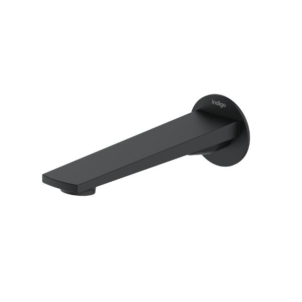 Indigo Savina basin/bath spout with matte  black finish and 180mm spout projection | The Blue Space