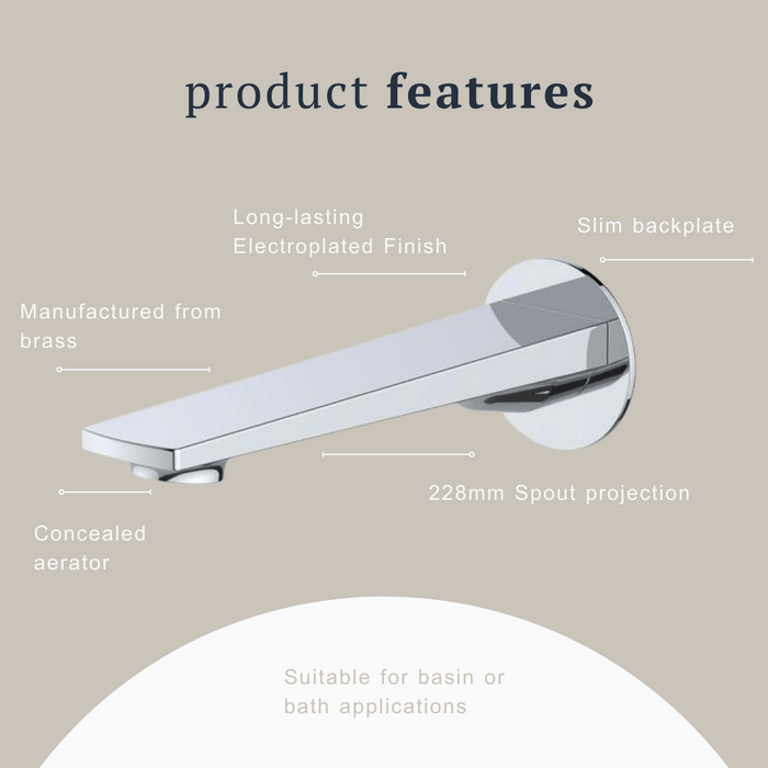 Indigo Savina Bath/Basin 225mm Spout Chrome product features | The Blue Space