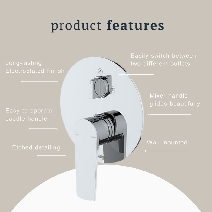 Indigo Savina Bath/Shower Mixer with Diverter Chrome | The Blue Space