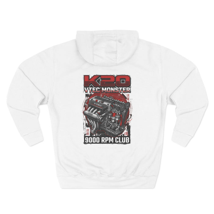 K20 VTEC Monster Hoodie — 9000 RPM Club Graphic Fleece | MPM Tuning Design