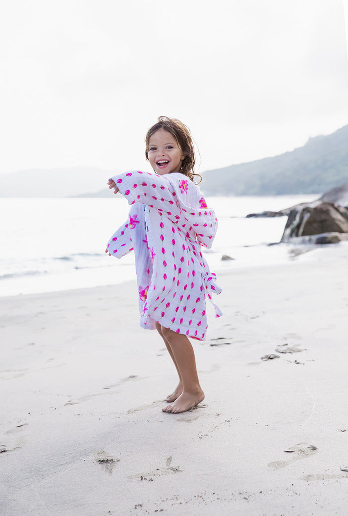 Kids Hooded Muslin Robe - Enchanted Garden