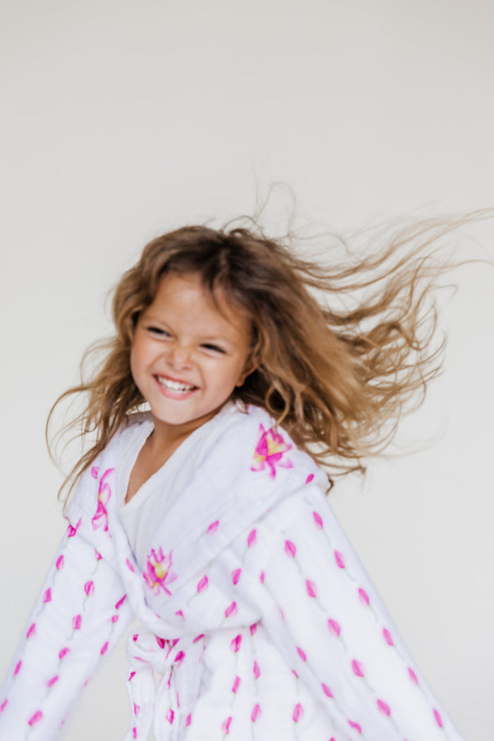 Kids Hooded Muslin Robe - Enchanted Garden