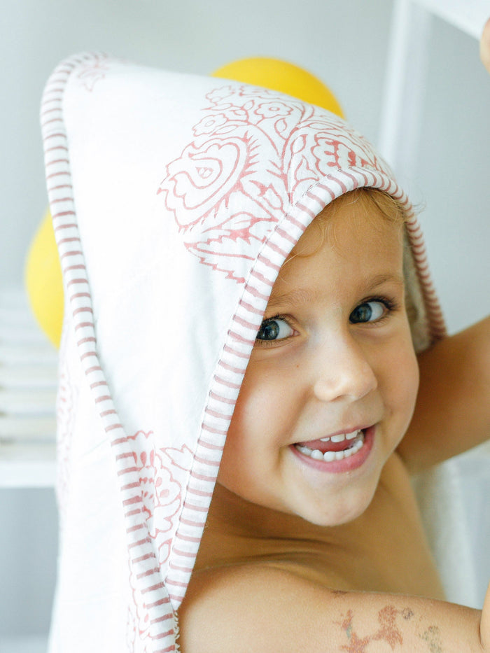 Kids Hooded Towel - Pink City Print