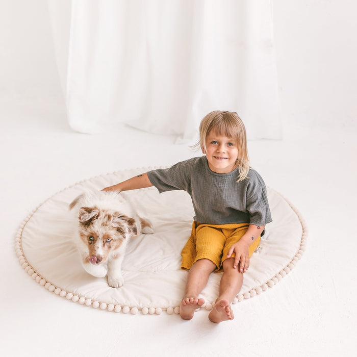 Kids Playmat With Pompom Border