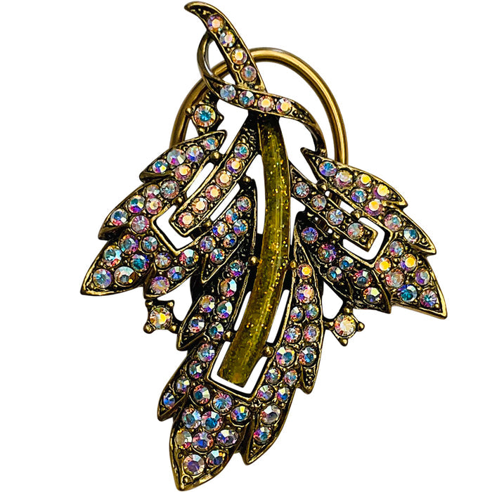 Lavish Leaf Scarf Dress Clip (Goldtone)
