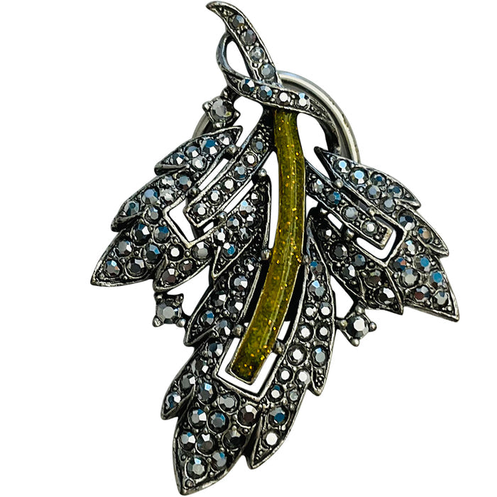 Lavish Leaf Scarf Dress Clip (Silvertone)