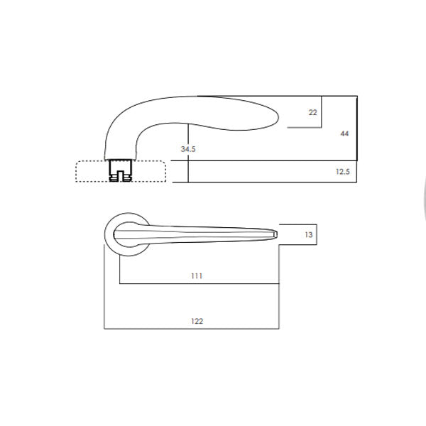 Technical Drawing - Lockwood Summit L1 Velocity Privacy Lever Set Large Round Rose Chrome
