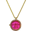 Love Never Dies Glass Seaview Moon 20mm Locket Necklace (Goldtone/Iridis)