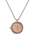 Love Never Dies Glass Seaview Moon 20mm Locket Necklace (Sterling Silvertone/Rosaline)