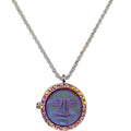 Love Never Dies Glass Seaview Moon 20mm Locket Necklace (Sterling Silvertone/Ruby Red)